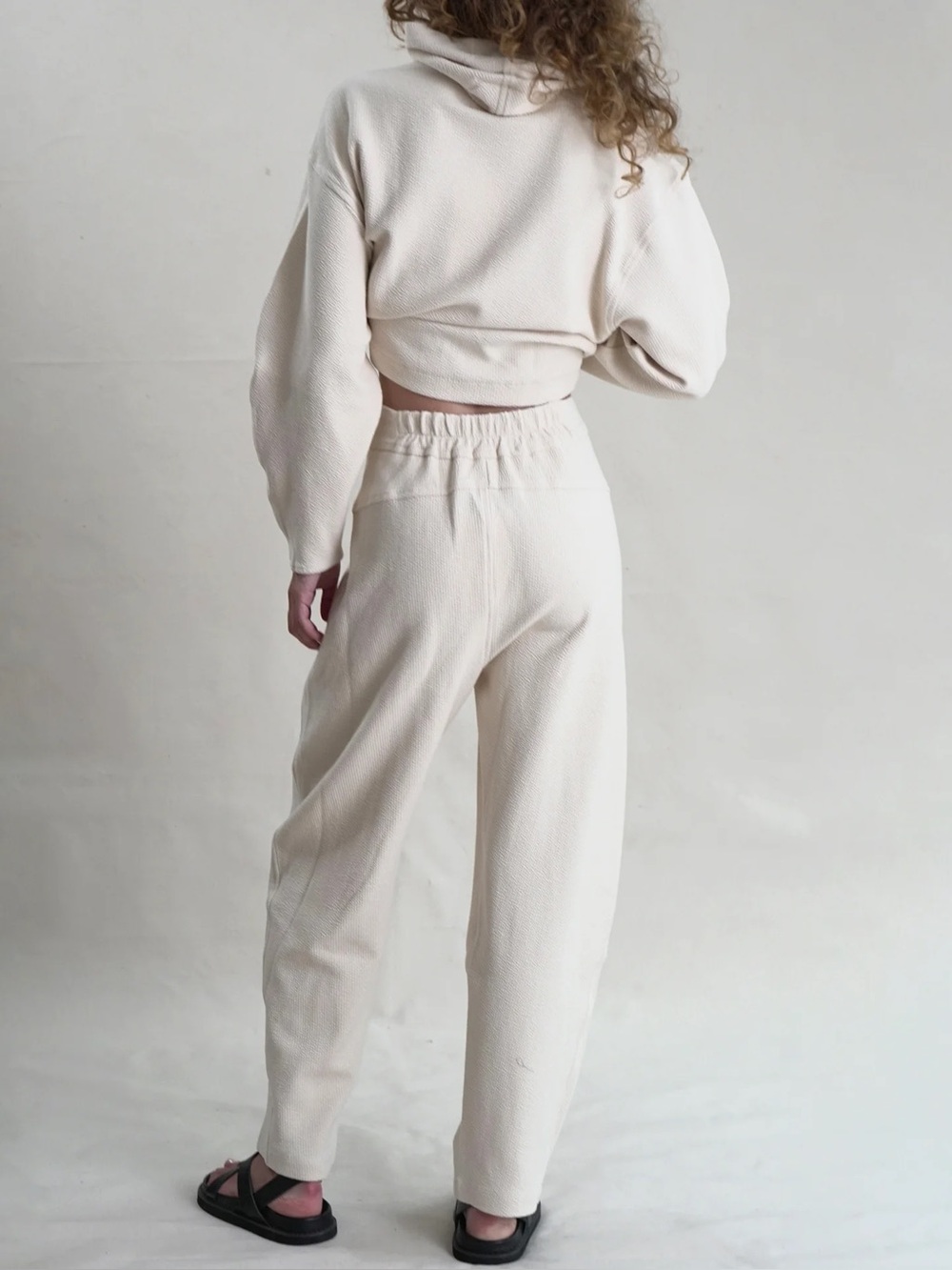 PROCHE studios Aldous Barrel Jogger Cream cotton pants Textured Trousers - Picture 5 of 12